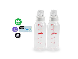 Pigeon Peristaltic Rpp Nursing Bottle Medium Nipple (240ml, White, Pack of 2)